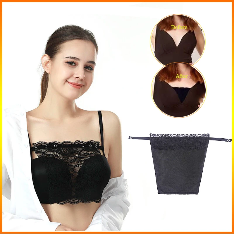 

2Pcs/PackWomen Quick Easy Clip-on Lace Mock Camisole Bra Insert Wrapped Chest Overlay Modesty Panel Free Shipping