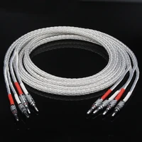 pair hifi 8ag occ silver plated speaker cable high performance speaker amplifier sound connecting line with banana plug