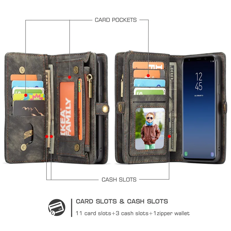 Кожаный чехол кошелек CaseMe для Samsung Galaxy S9 S8 S10 S20 Plus S7 Edge Note 20 Ultra 10 9 8|leather wallet case|case for