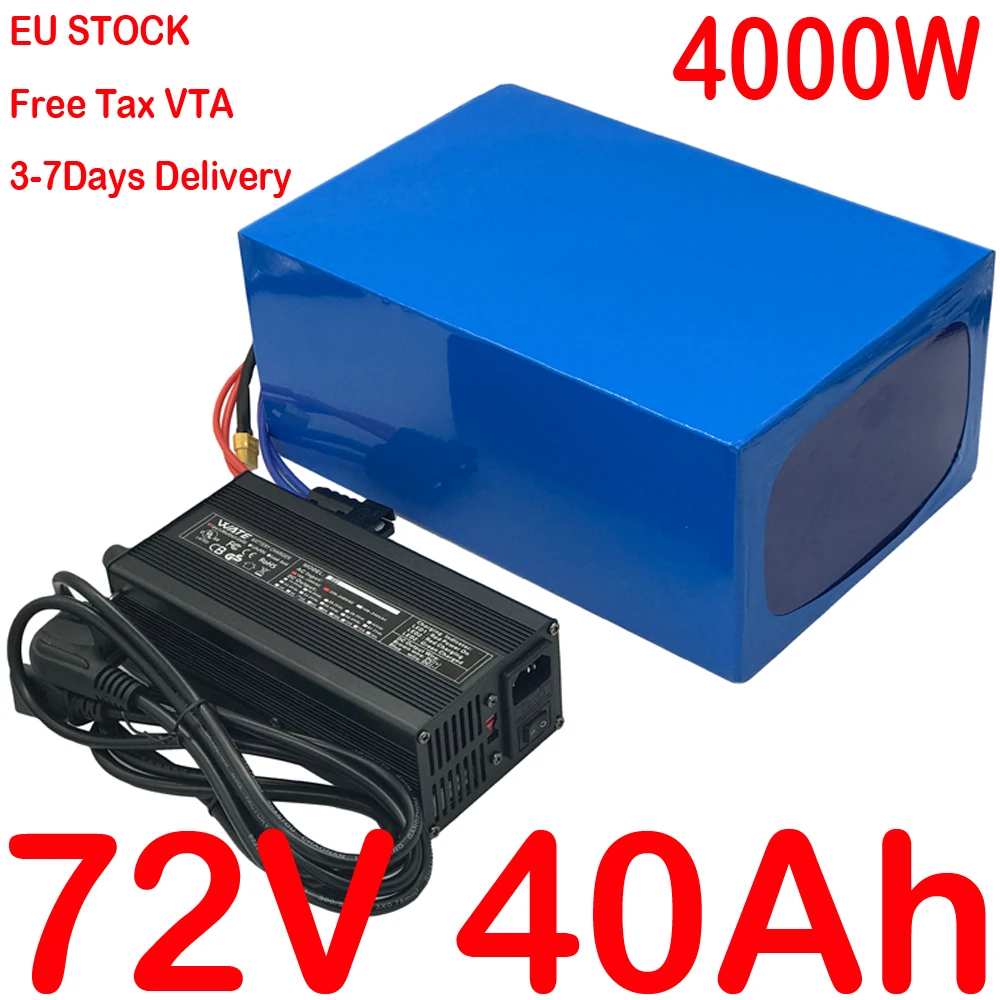 

Free Tax 72V Battery 72V 20AH 25AH 35AH 40AH Electric Bicycle Lithium Battery 72V 2000W 3000W 4000W Electric Bike Scooter Motor