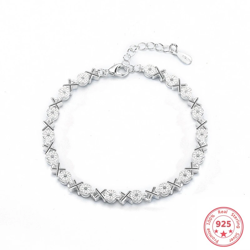 925 Серебряный граненый фианит браслет для женщин Мода Pulseras Plata De Mujer Dainty Bizuteria