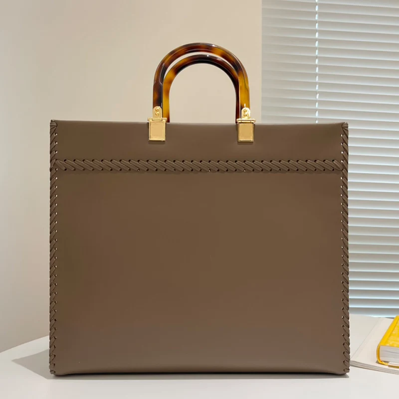 

Design retro woven double handle large capacity genuine leather handbag new ladies shopping bag tote bag diagonal shoulder bag