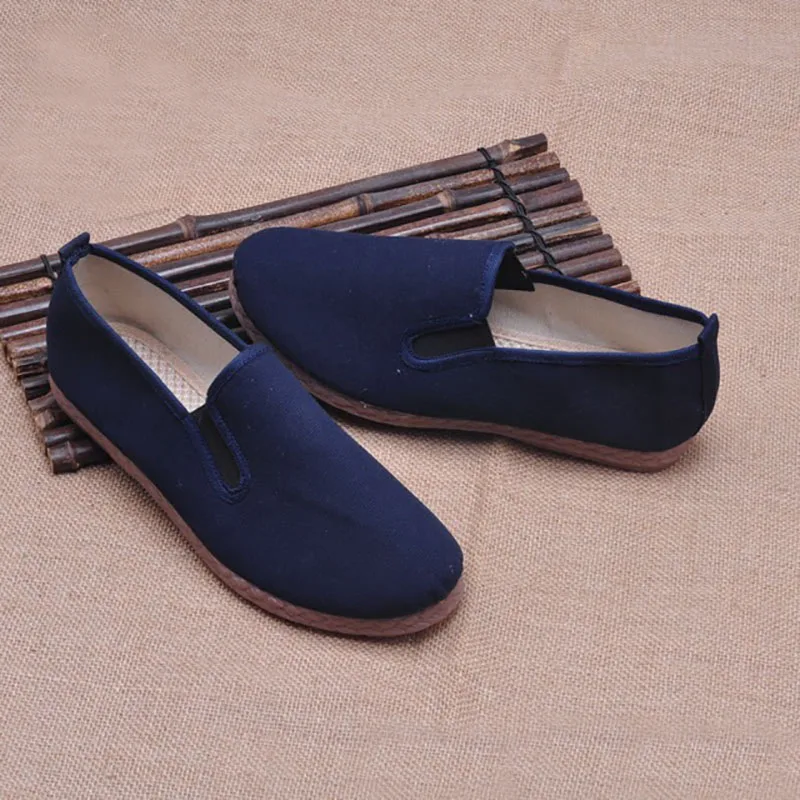 Men Handmade Linen Loafers Office Espadrilles Unisex Comfortable Slip on Flats Blue Khaki Zapatillas Sapatos Casual Hemp Shoes