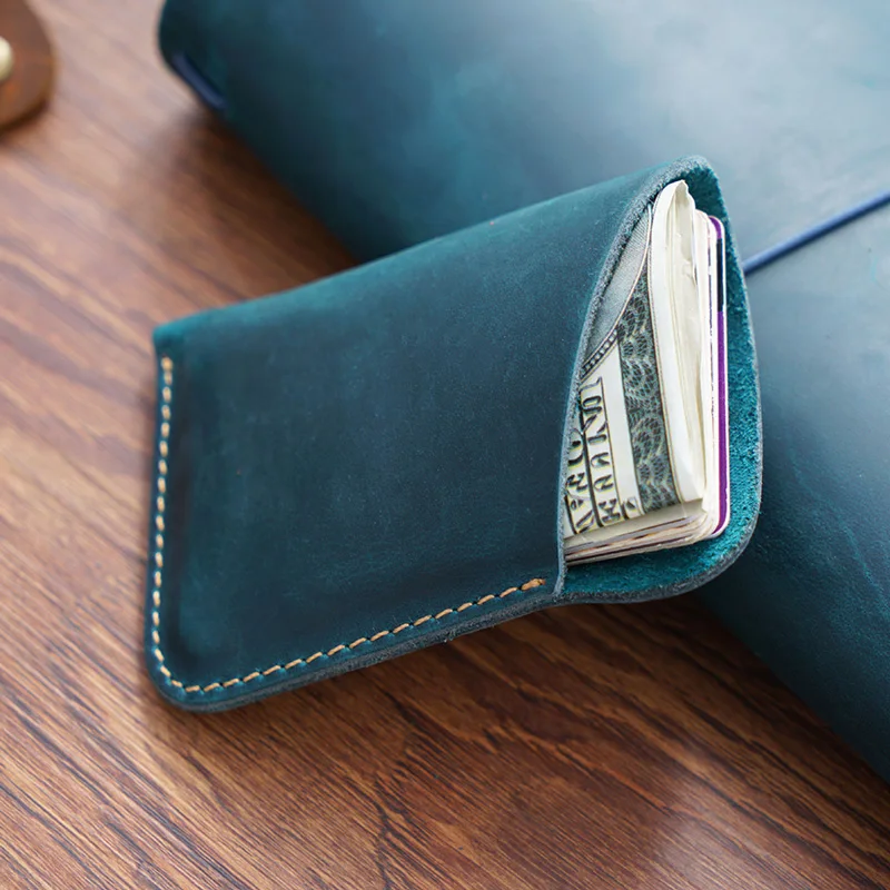 Винтажный Мужской кошелек для кредитных карт ручной работы минималистичный