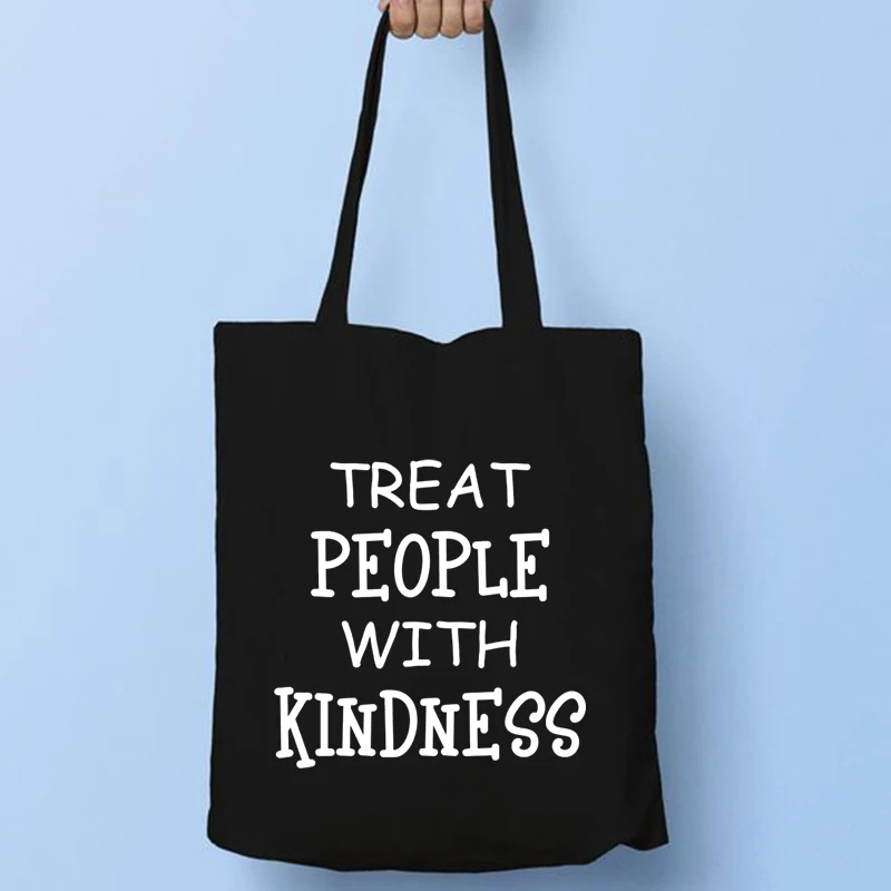 

Treat People with Kindness Tote Bag Reusable Harry Styles Shoulder Bags Casual Large Capacity Fashion Mama Canvas Bag Black