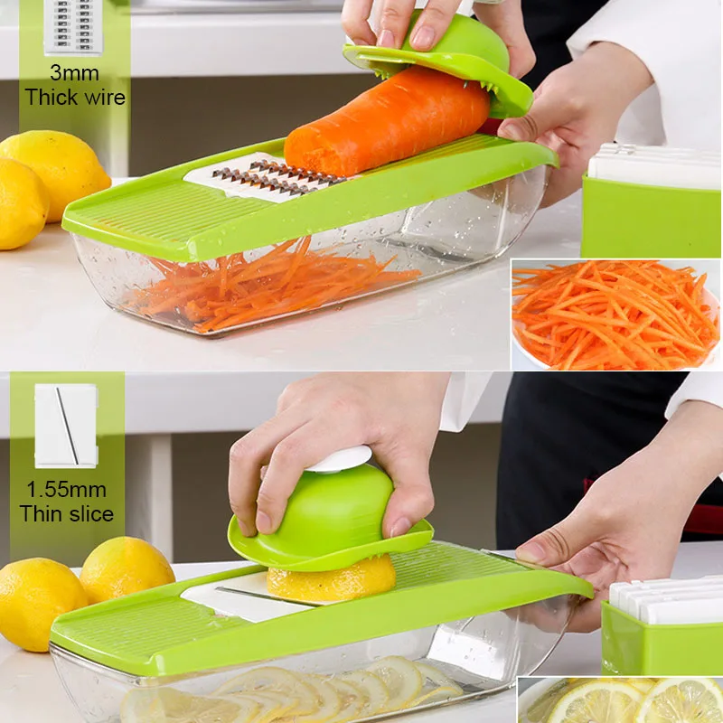 Ручной измельчитель овощей со стальным лезвием мандолина слайсер для продуктов
