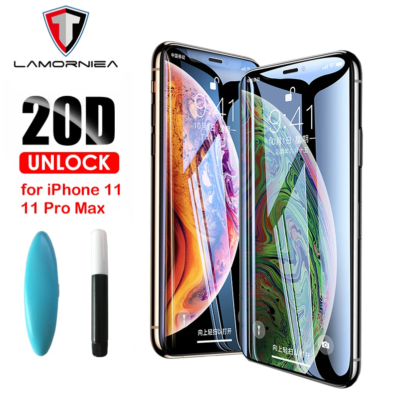 100D УФ полный клей Sceen протектор для iPhone 11 Pro Max X XS жидкость экрана закаленное