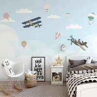 custom any size cartoon airplane 3d photo wallpaper for kids room bedroom wall decoration mural hot air balloon papel de parede