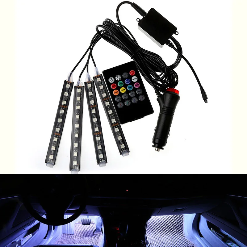 1 набор декоративсветильник RGB светильник для салона автомобиля|Декоративная