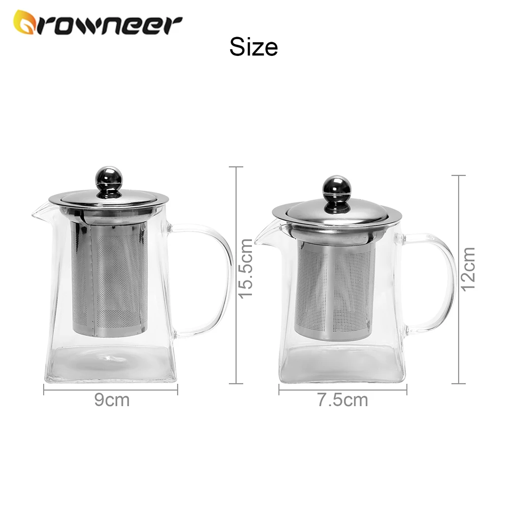 Многоразмерный квадратный прозрачный чайник термостойкая стеклянная чайница