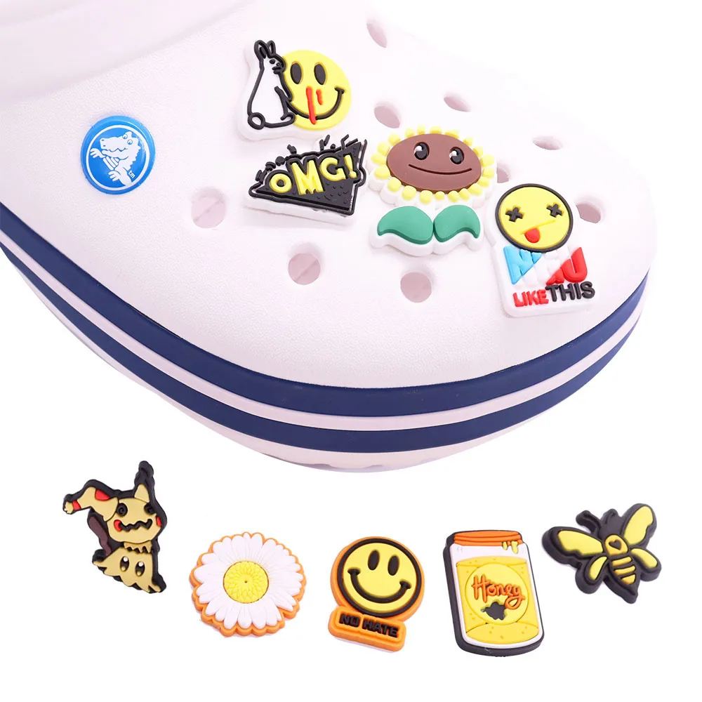 1Pcs Animals Bee Yellow Series OMG PVC Garden Shoe Charms Clog Decorations DIY Crocs Jibz Backpack Wristbands Kids Party Gift | Обувь