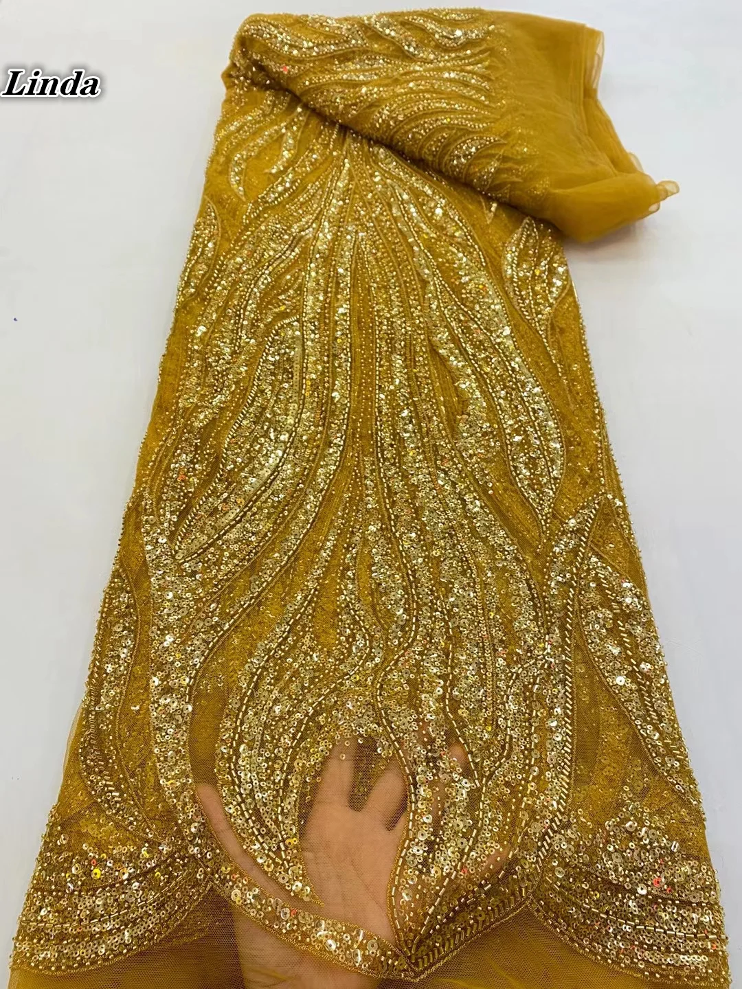 

Африканские бусины, кружевная ткань, Высококачественная французская Тюлевая кружевная ткань, 5 ярдов, женское свадебное платье, нигерийска...