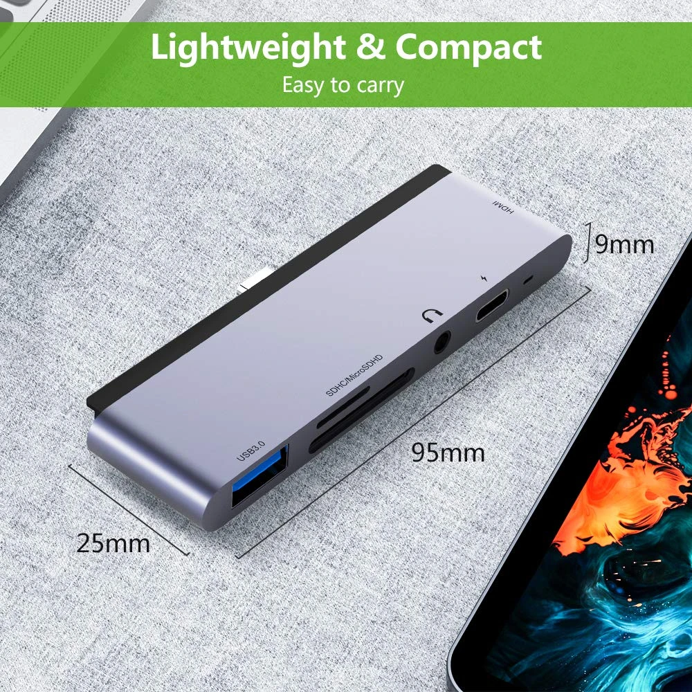 USB C концентратор type C адаптер с 4K HDMI USB-C PD TF SD USB 3,0 3,5 мм разъем порт usb type C док-станция для iPad Pro Macbook Pro/Air