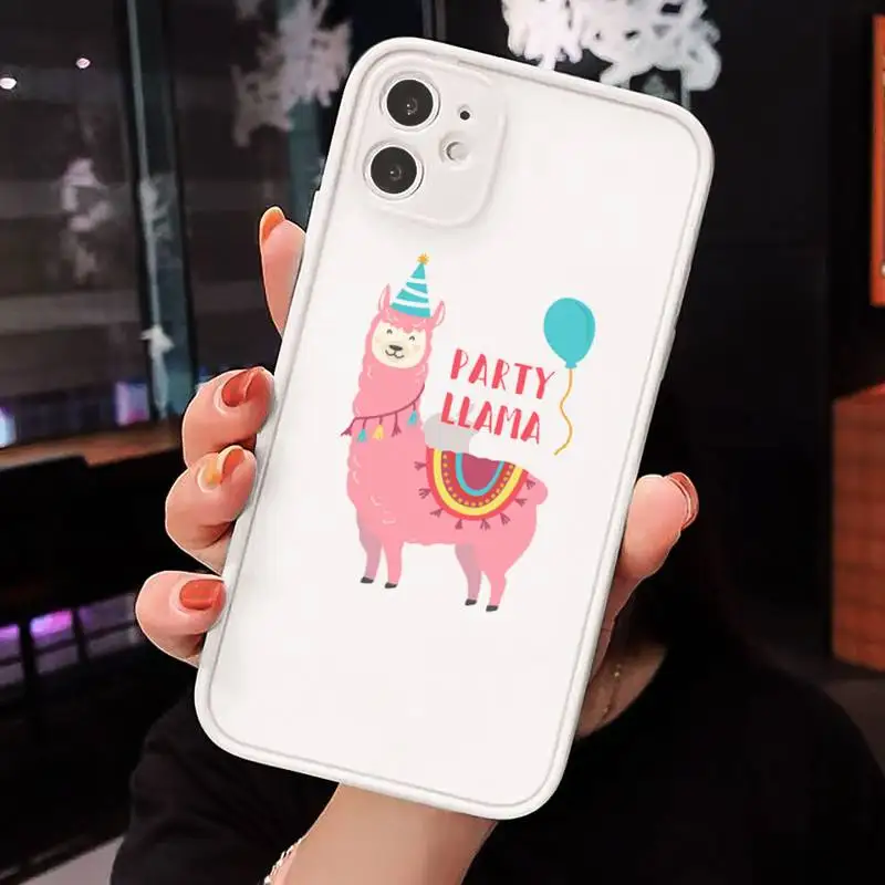 

Alpaca cute cartoon animal Phone Cases matte transparent For iphone 7 8 11 12 plus mini x xs xr pro max cover