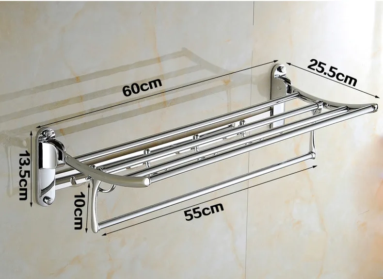 Складная вешалка для полотенец из нержавеющей стали двойная с крючком подвесная