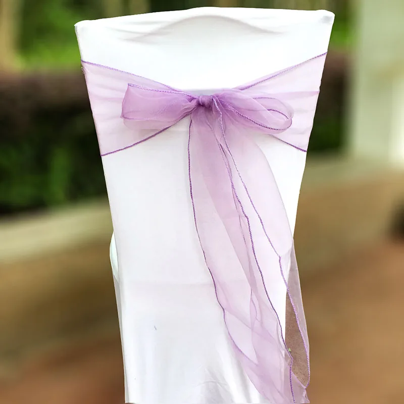 25 шт./лот чехол с бантиком и поясом из органзы для стула тюль свадьбы праздника