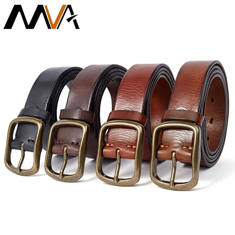 MVA Men's Belt Female Belt Buckle For Jeans Cowhide Leather Women's Fashion Belts For Women Waist Belts Casual Men's Waistband