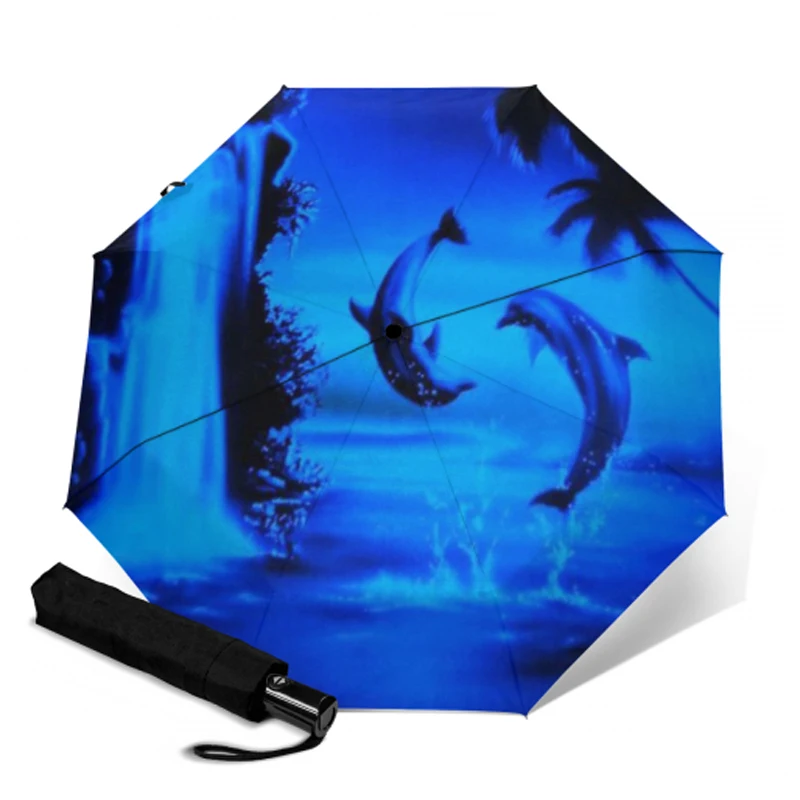 Полностью автоматический зонтик с принтом дельфина для девушек и женщин