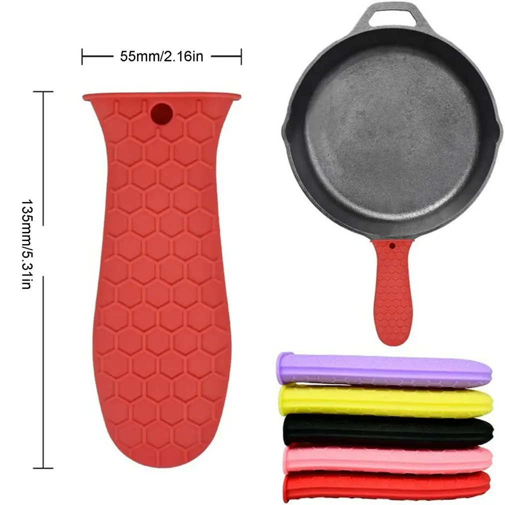 

3 Pcs Set Anti-scalding Non-slip Pot Handle Pot Ear Clip Heat-resistant Silica Gel Sliding Heat Handle