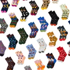 Qisin Новинка Веселые Смешные Женские носки с графическим рисунком носки из чесаного хлопка с абстрактной картиной маслом в французском стиле выходные носки Рождественский подарок