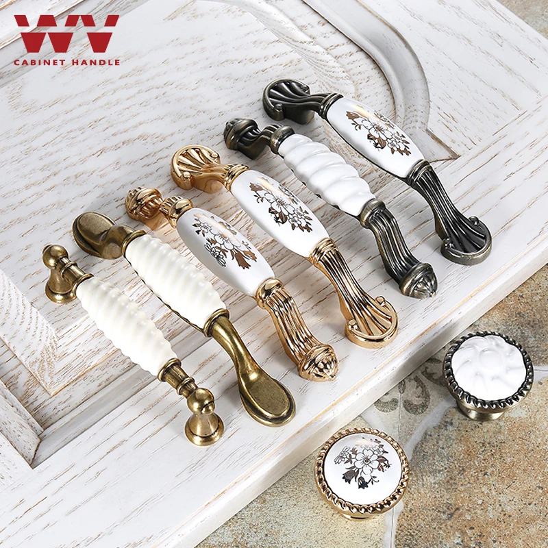 WV Европейская печатная керамическая ручка современного шкафа ручки для дверей