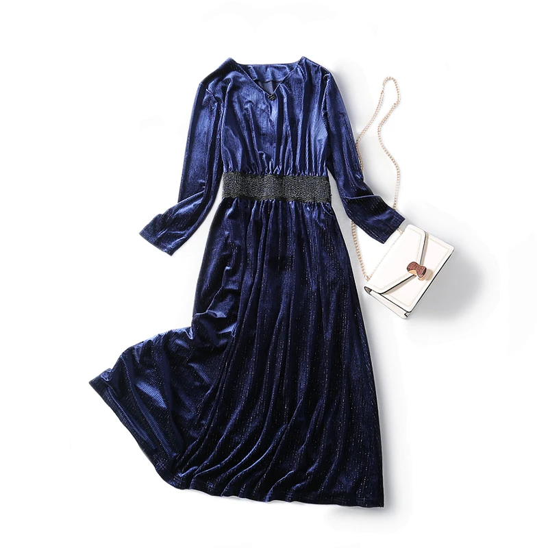 Тяжелая работа бисером талии эластичный Золотой Бархат темперамент выше колена