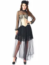 Robe Corset Sexy style gothique, Bustier désossé, surbuste à lacets, style Steampunk, longue robe de soirée, jupe supérieure, ensemble façonnant pour femmes  (2)