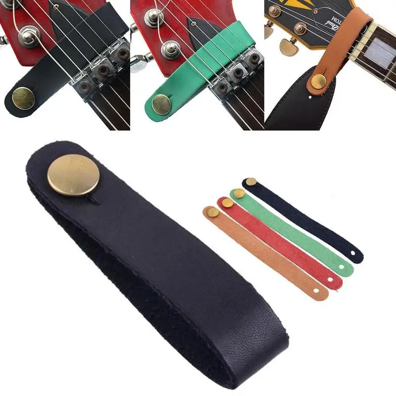 Черный кожаный держатель для гитарного Ремешка Кнопка безопасный замок