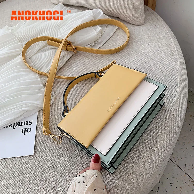 

Color Stitching Classic Style Double Strap Women Fashion Casual Square Handbag Shoulder Bag MB653