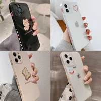 high quality cute cartoon soft silicone bear nice happy love phone case for iphone 11 12 pro max mini 8 7 plus x xr xs max cover