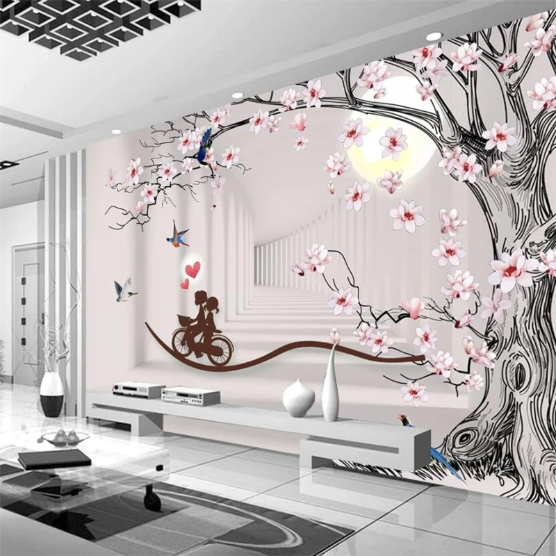 Большие фрески wellyu на заказ креативное домашнее украшение магнолия дерево 3D