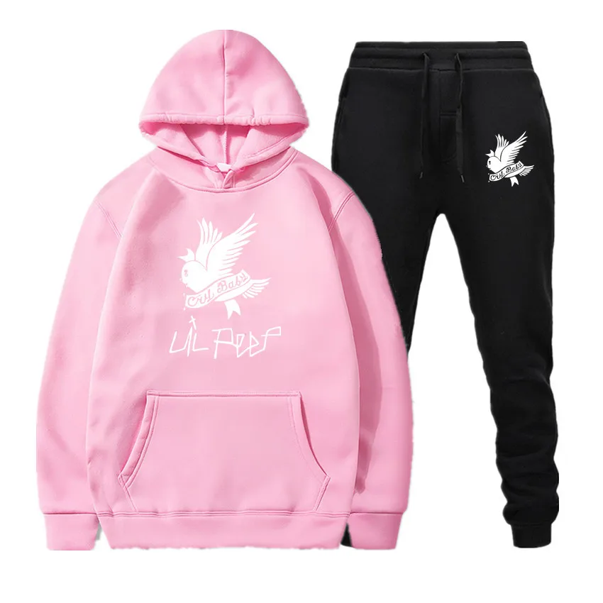

New European and American singer Lil Peep street trend loose fleece high quality hooded men and women sweater suit winter S-3XL