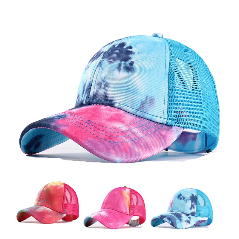 

New Fashion Tie-dyed Baseball Caps Unisex Grid Adjustable Summer Outdoor Travel Sunhat Mens/Womens Casual Cotton Sports Hat