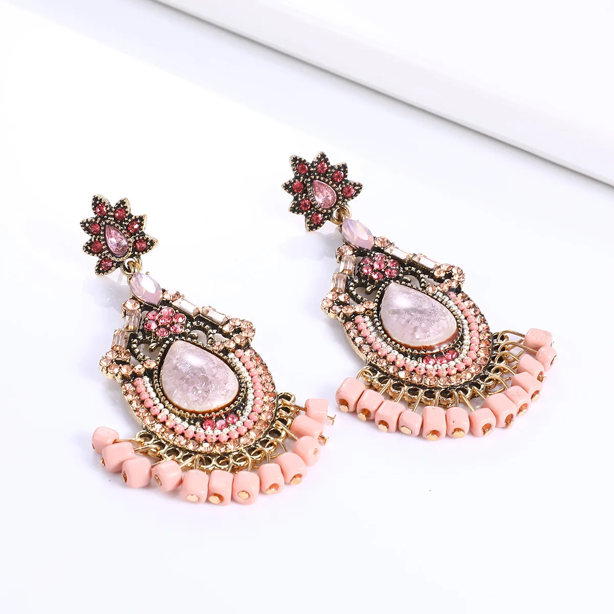 

New creative water drop modeling Bohemian style earrings, hot cross border diamond earrings in Europe and America