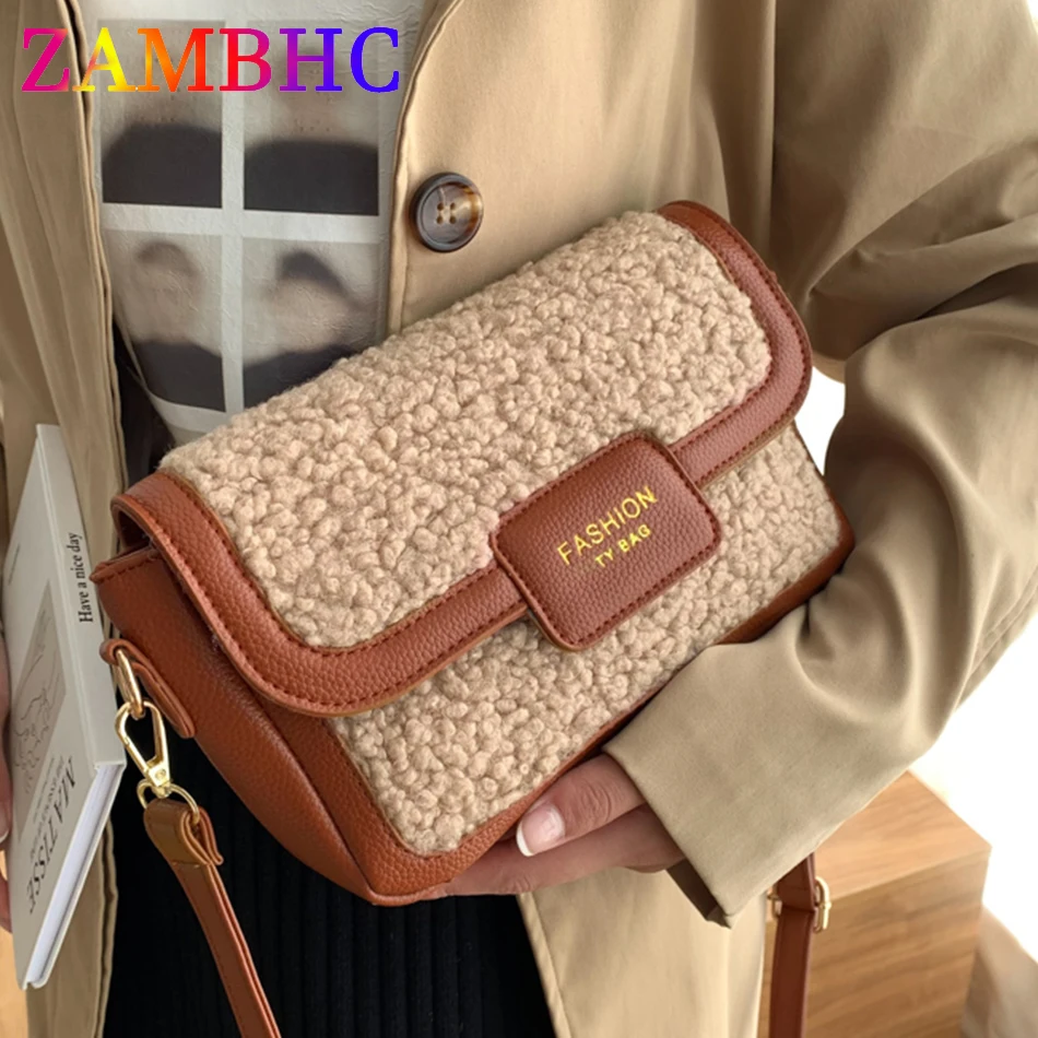 

Высококачественная женская сумка с клапаном, сумки через плечо из шерсти и искусственной кожи для женщин 2021, зимние женские сумки, модная же...