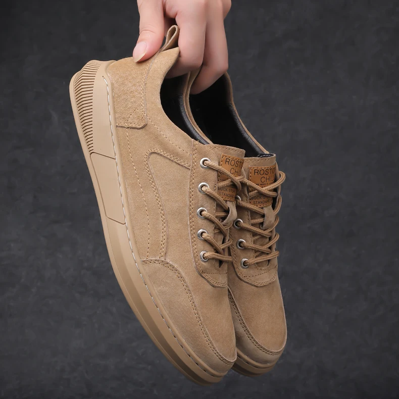 Casual Shoes men Flats Men lace up Comfortable cow suede Leather Boat Breathable High Quality | Обувь