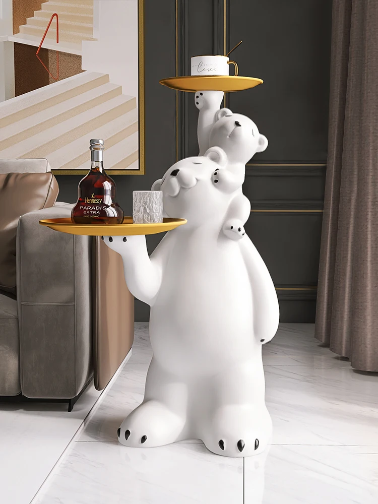 

Creative Polar Bear Tray Large Floor Decoration Living Room Porch Light Luxury Home Soft Decoration Housewarming Gift