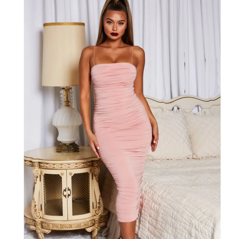 Сетчатое летнее платье Justchicc женское без рукавов на бретелях спагетти