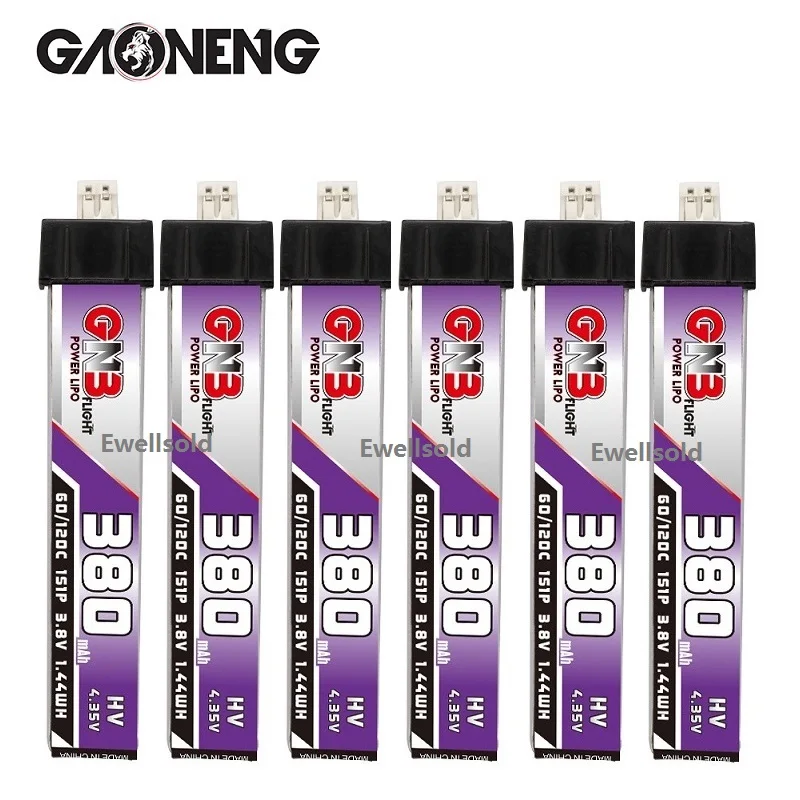 2 6 шт. GAONENG GNB 1S 380 мАч 3 8 в 30C/60C LiHV Lipo батарея PH2.0 разъем для UK65 US65 Happymodel Mobula7Snapper BetaFPV 65S Дрон|Детали и аксессуары| |