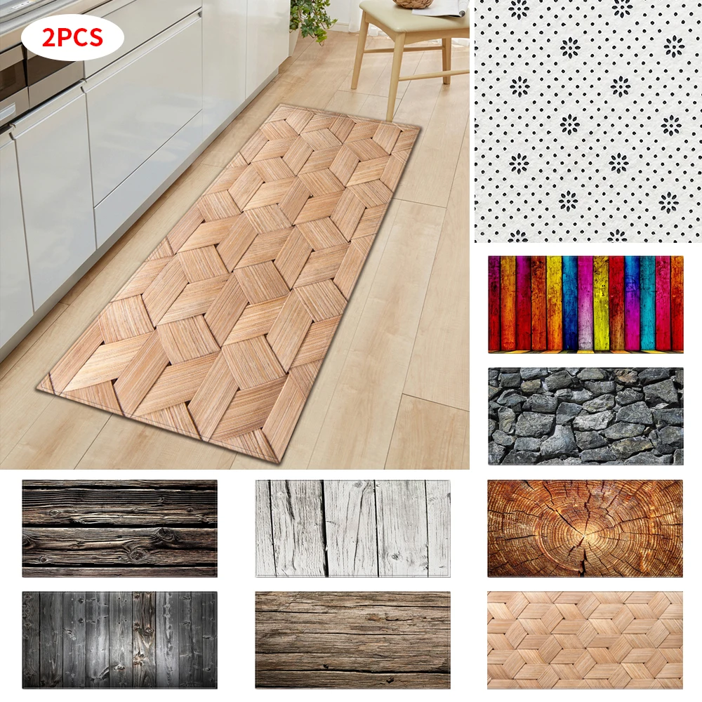 2 шт. геометрический деревянный напольный коврик с принтом кухонные Нескользящие