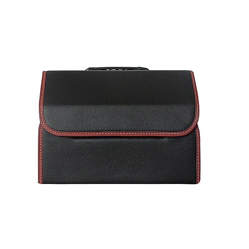 black red M Сумка для хранения в автомобиле из искусственной кожи, складная сумка для хранения в багажнике, автомобильный Органайзер, автомобильные аксессуары - Название цвета: black red M