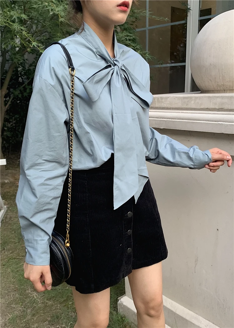 

casual bow full Spring and autumn Women's Clothing tops high quality vetement femme fashion brand shirts temperament Trend hot