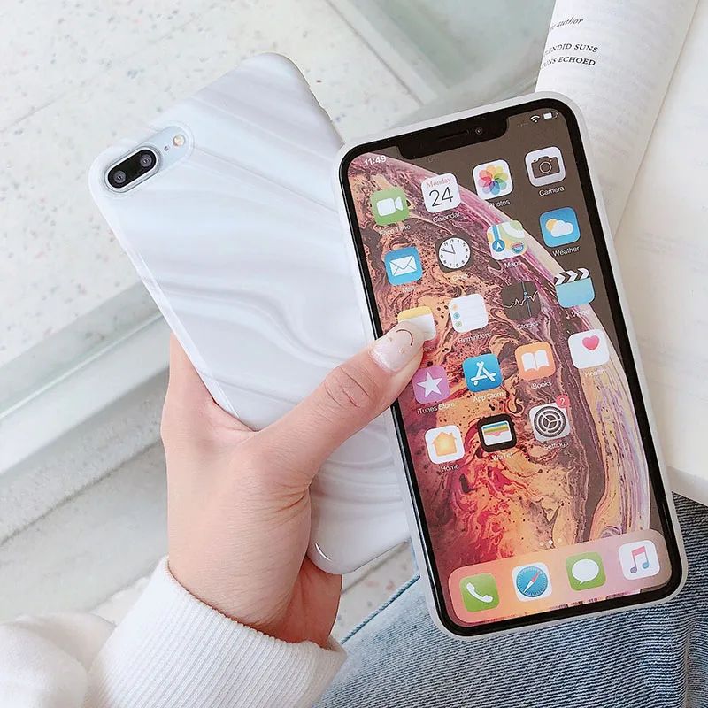 Мраморный простой узор белый чехол для телефона iPhone 6 6s 7 8 Plus X Xs XR Max TPU мягкая
