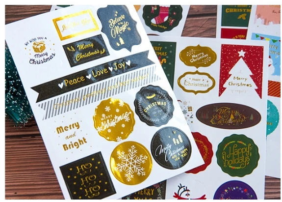 24 шт./2 листа рождественские наклейки клейкие подарочные бирки этикетки для