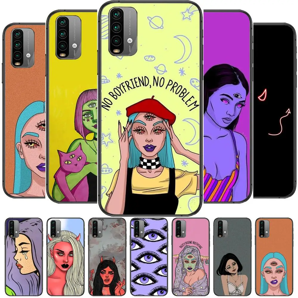 

Devil bad girl with smoking eyes Phone Case For XiaoMi Redmi 11 lite 9C 8A 7A Pro 10T 5G Anime Cover Mi 10 Ultra Poco M3 X3 NFC