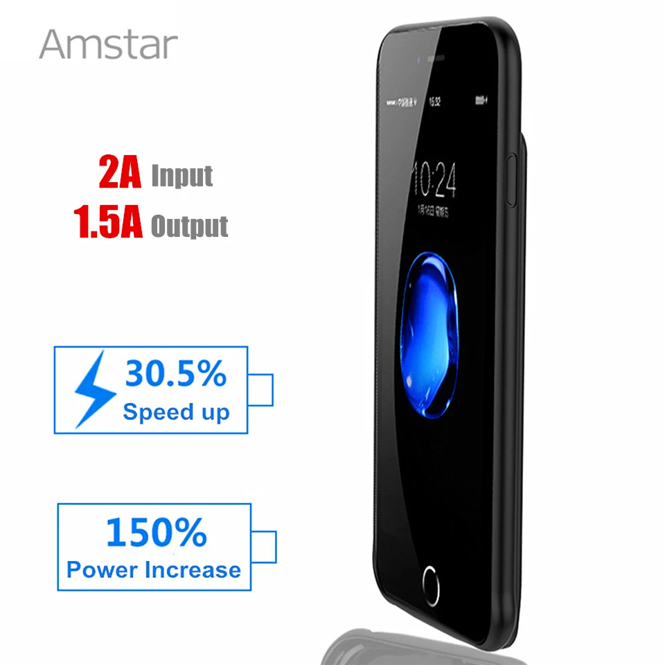 Amstar зарядное устройство чехол Силиконовый противоударный Power bank для iPhone 6 6s 7 8 plus