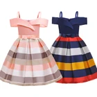 Платье в полоску для маленьких девочек, официальное свадебвечерние вечернее платье, детское рождественское платье принцессы, костюм, детская одежда для девочек