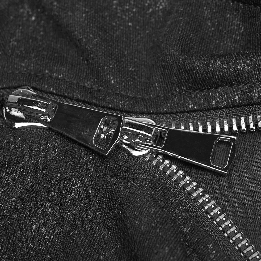 Мужской трикотажный пуловер на молнии Черный Повседневный с капюшоном в стиле