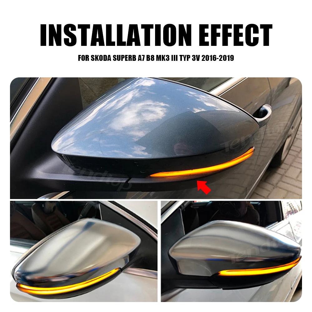

Dynamic Side Wing LED Turn Signal Reminder Lamp Repeater Car Light For Skoda Superb A7 B8 MK3 III Typ 3V 2016 2017 2018 2019