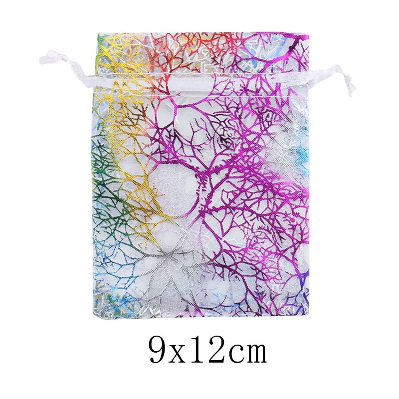 9x12cm white coral 100 шт 7x9 9x12 коралловые бронзовые сумки из органзы Белые и красочные упаковочные сумки для ювелирных изделий свадебные подарочные сумки - Цвет: 9x12cm white coral